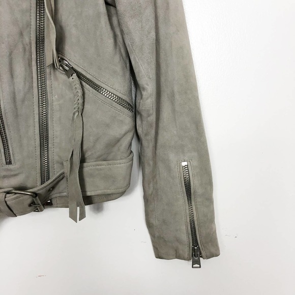 All Saints Gray Leather Jacket - Picture 6 of 10